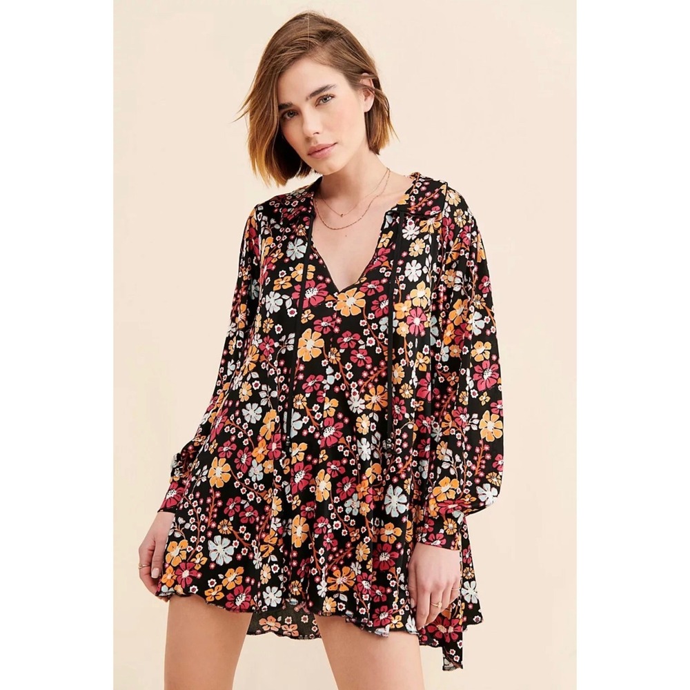 Free People Daisy Jane Mini Dress Dark Floral Combo Size Small